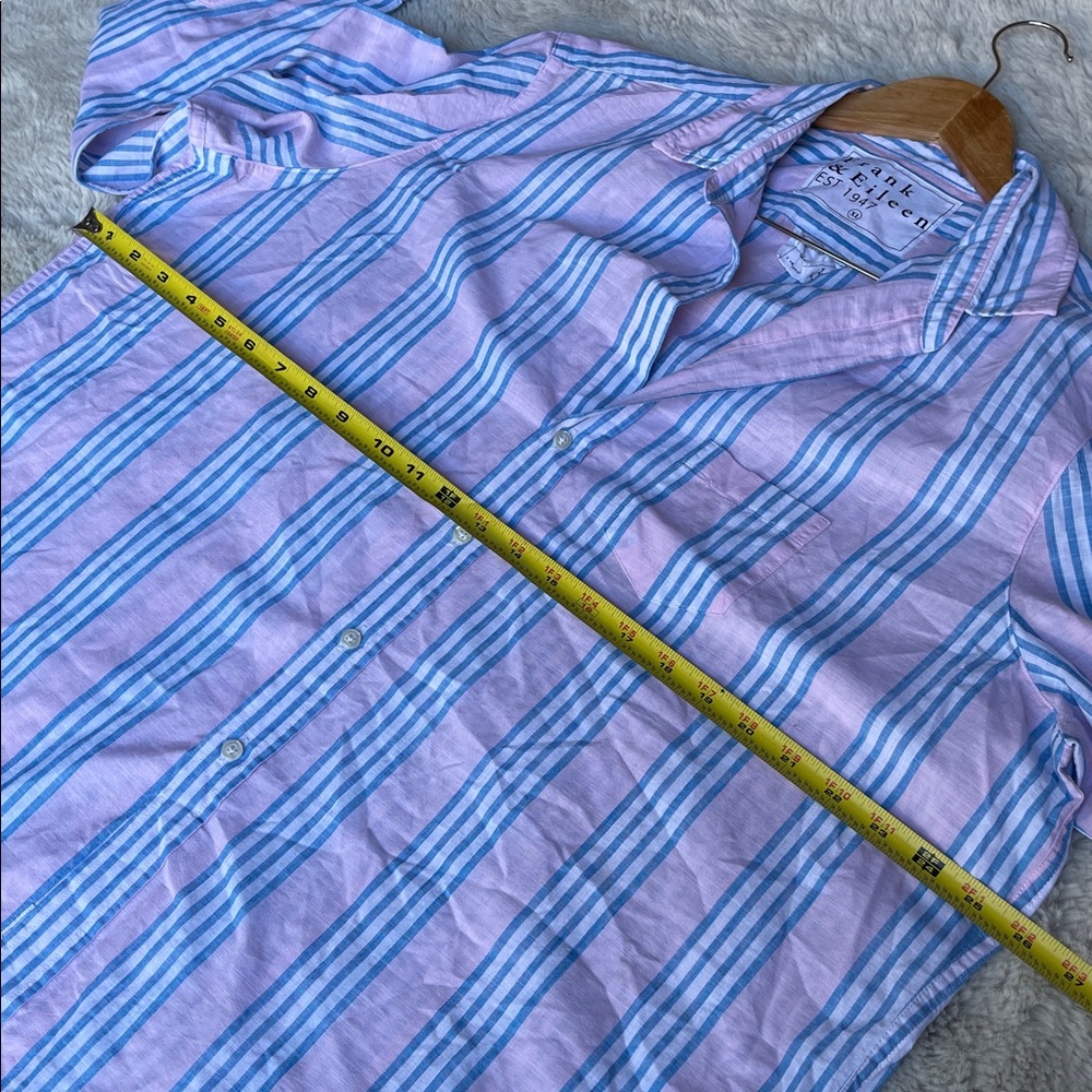 Frank & Eileen "Eileen" Button Up in Pink and Blue Striped Shirt XL - Picture 9 of 11